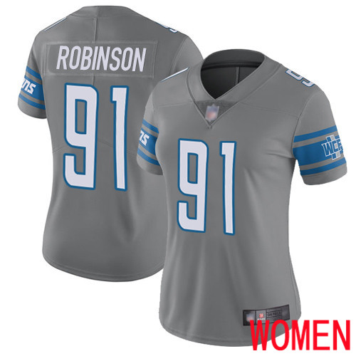 Detroit Lions Limited Steel Women Ahawn Robinson Jersey NFL Football #91 Rush Vapor Untouchable->women nfl jersey->Women Jersey